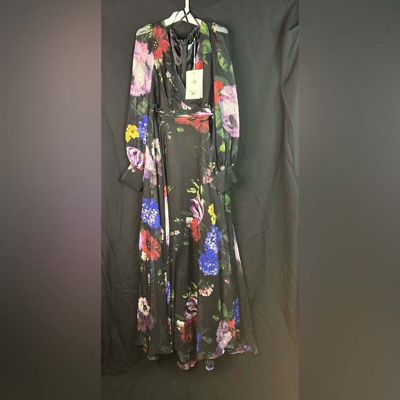 Mac Duggal 67872 NWT FLORAL PRINT CHIFFON LONG SLEEVE MAXI DRESS - Picture 5 of 9